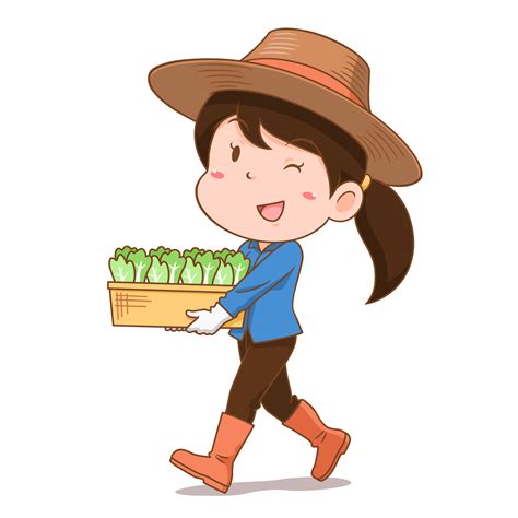 Cartoon Character Of Agriculturist Girl Carrying Vegetables 4903353