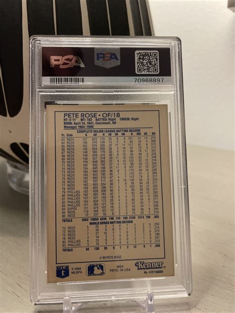 Pete Rose Reds Signed Autograph Kenner Starting Lineup Card Psa