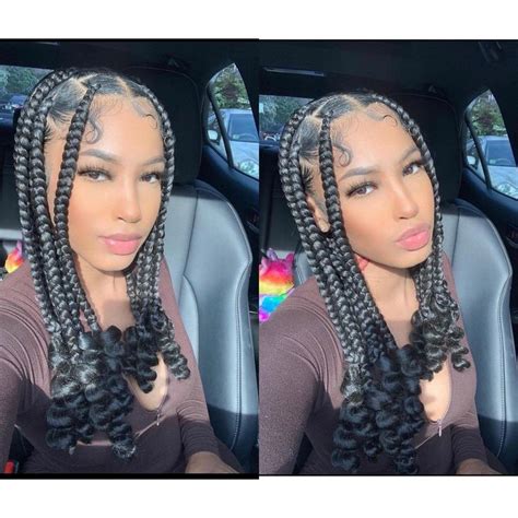 Jumbo Braid With Curls Knotless Jumbo Braid In Full Lace Braided Wig