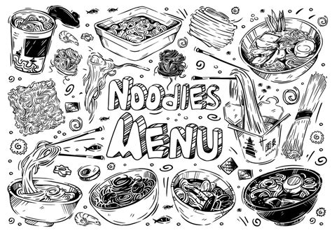 Hand Drawn Sketches Of Food Vector Illustration Doodle Types Of