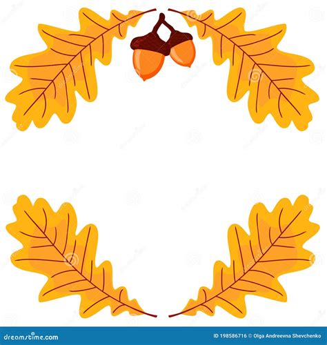 Colorful Autumn Oak Leaves and Acorn Border Stock Vector - Illustration ...