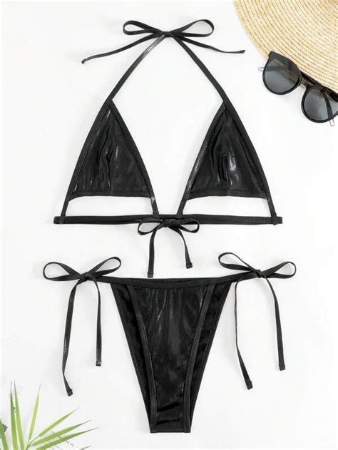 Shein Swim Sxy Cut Out Halter Triangle Bikini Swimsuit Shein Usa