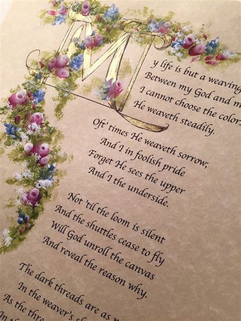 My Life Is But A Weaving The Tapestry Poem By Corrie Ten Boom X