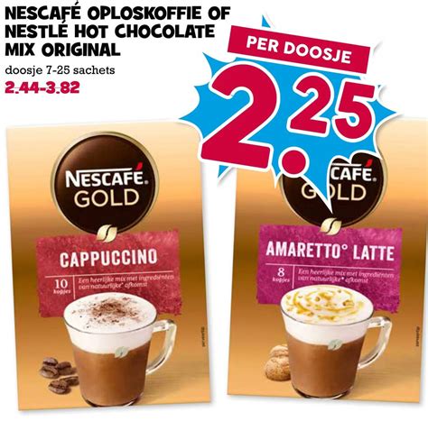 Nescafé oploskoffie of nestle hot chocolate mix original aanbieding bij