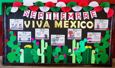 Viva México Periodico mural septiembre Decoraciones escolares