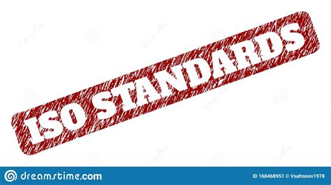 Iso Standards Red Rounded Rough Rectangular Seal With Scratched