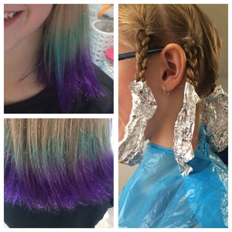 Diy Home Purple And Aqua Dip Dyed Hair Colour Dyed Hair Dip Dye