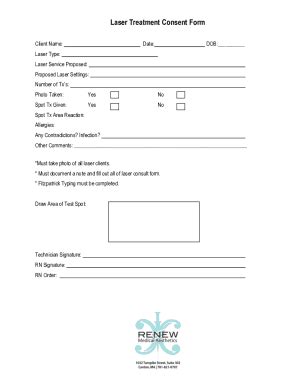 Fillable Online Laser Treatment Consent Form Renew Medical Aesthetics