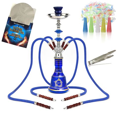 Hookah Set 4 Hose Shisha Complete Set Portable Glass Vase Hookahs