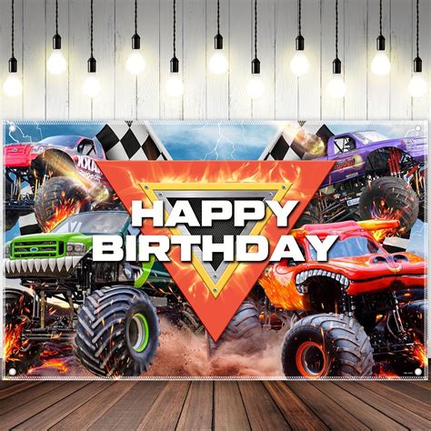 1pc Truck Themed Happy Birthday Polyester Photography Backdrop