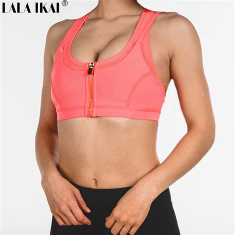 High Elasticity Professional Yoga Sports Bra Front Zipper Seamless Push