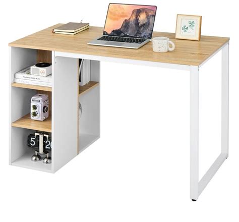 Costway Bureau Met 5 Vakken Computertafel Met Metalen Frame Moderne