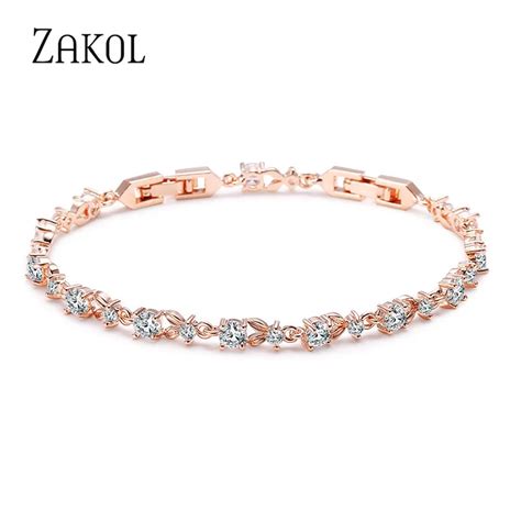 Zakol Fashion Cubic Zirconia Leaf Bracelets Bangles For Women Fashion