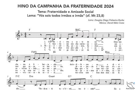 Partitura Do Hino Da Campanha Da Fraternidade Oficial Portal