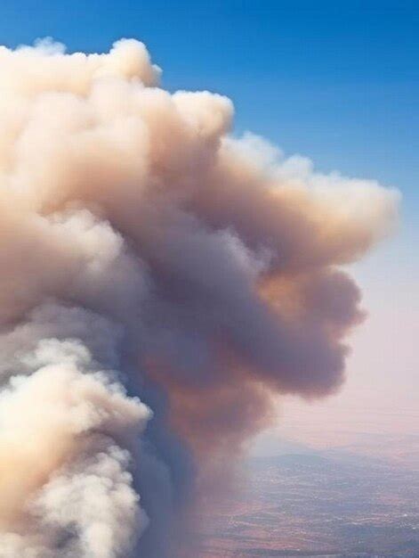 Vista A Rea Del Humo Blanco De Los Incendios Forestales Que Se Eleva A