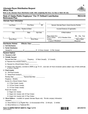 Fillable Online Alternate Payee Distribution Request Fax Email Print