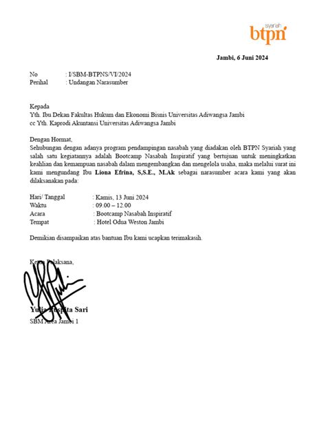 Surat Undangan Narasumber Bootcamp Pdf