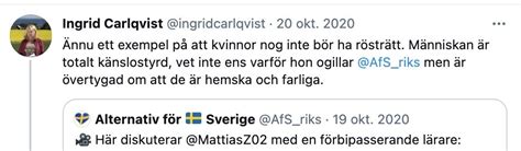 Jonathan Leman on Twitter Ingrid Carlqvist är tydligen högerdebattör