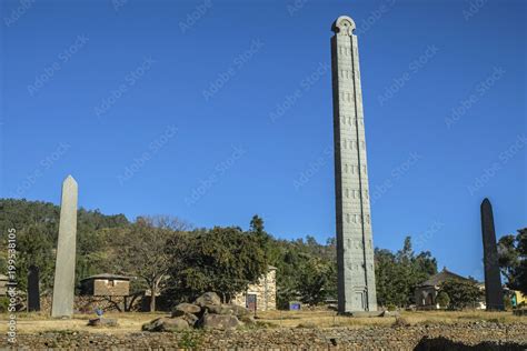 The stele of Aksum, famous obelisks in Aksum, Ethiopia, UNESCO World ...