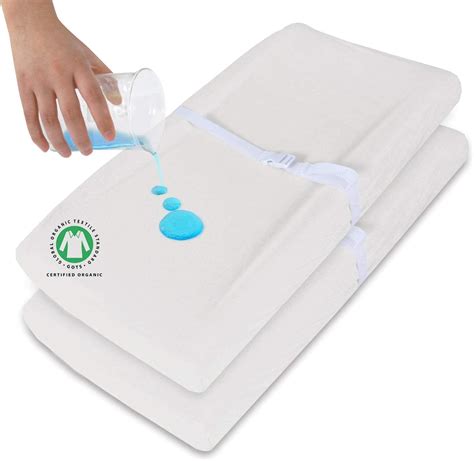 Organic Changing Pad Cover/Change Table Cover Sheets, 2 Pack Waterproof ...