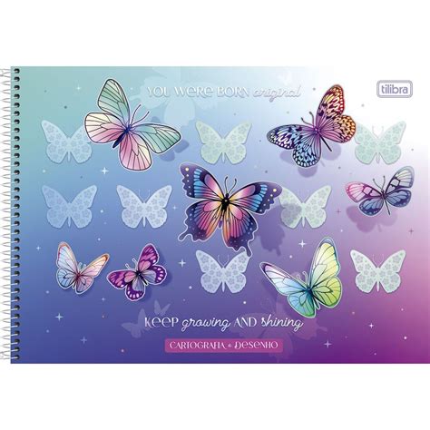 Caderno De Desenho Espiral Capa Dura Fls Azul Keep Grawing Daisy