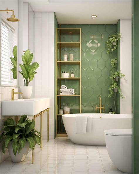 Beautiful Green Tile Modern Bathroom