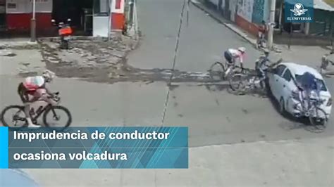 Conductor provoca carambola de ciclistas por no respetar señalamientos