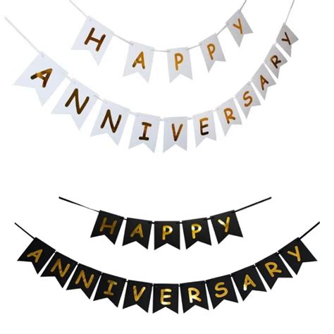 Set Creative Paper Happy Anniversary Bunting Banner Gold Letter