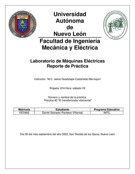 Laboratorio Maquinas Electricas Practica Universidad Aut Noma De