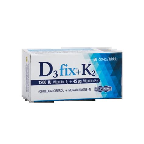 UNIPHARMA D3 FIX + K2 1200IU 45MCG 60TABLETS | Epharmadora