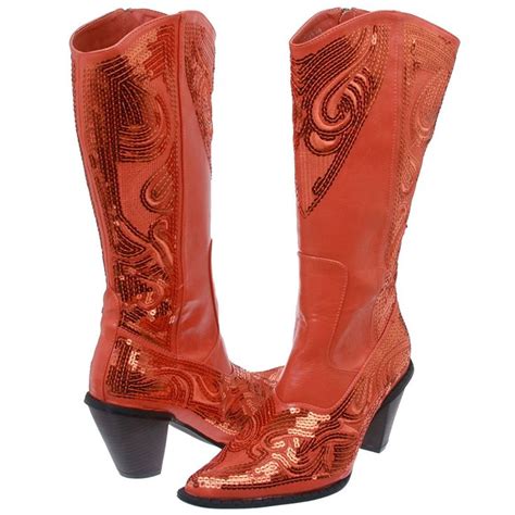 Johnfashion Womens Mid Calf Sequin Beaded Embroidered Cowgirl Boots