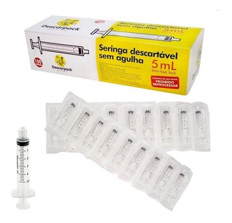 Seringa Descartável 5ml S agulha Luer Lock Descarpack C 100 Mercado Livre