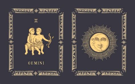 Premium Vector Gemini Zodiac Symbol Horoscope Card In Vector