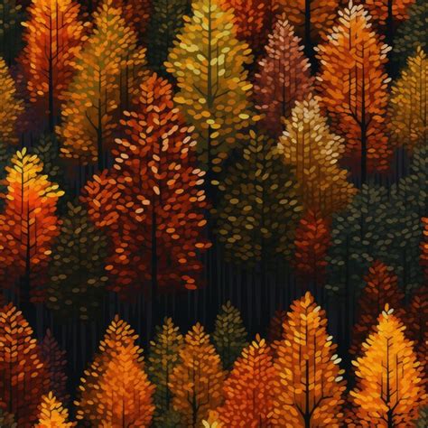 Premium AI Image | Autumn forest foliage pixel pattern