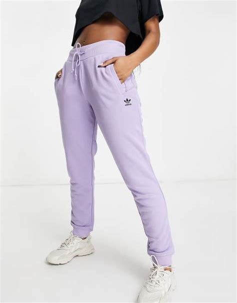 Adidas Originals Trefoil Essentials Logo Cuffed Joggers In Purple Asos