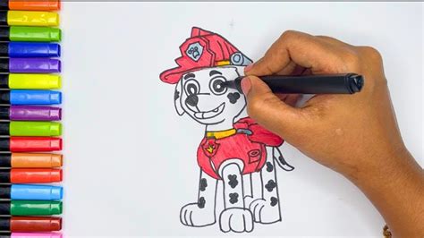 Paw Patrol Marshall Drawing And Coloring How To Draw Paw Patrol Marshal Easy Drawing For