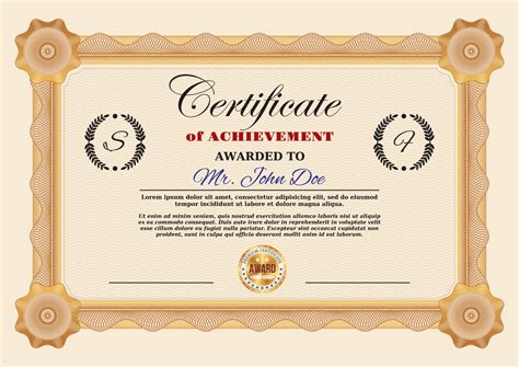 Certificate Of Achievement Appreciation Template 23510448 Vector Art