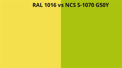 Ral 1016 Vs Ncs S 1070 G50y Ral Colour Chart Uk