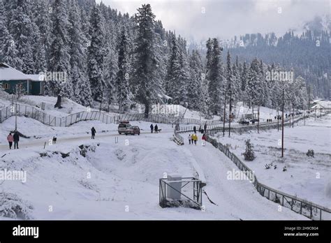 A General View Of The Snow Covered Famous Ski Resort Of Gulmarg After