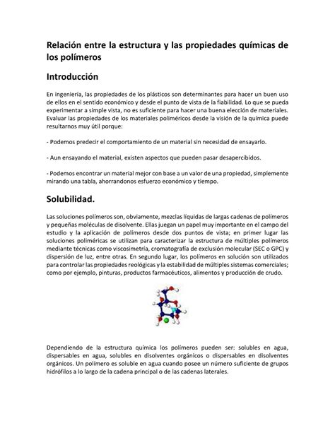 Relación entre la estructura y las propiedades químicas de los