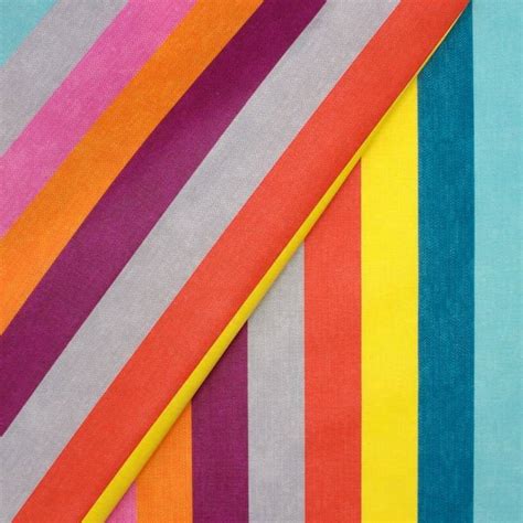 Coated Striped Fabric In Cotton And Polyester Multicolored