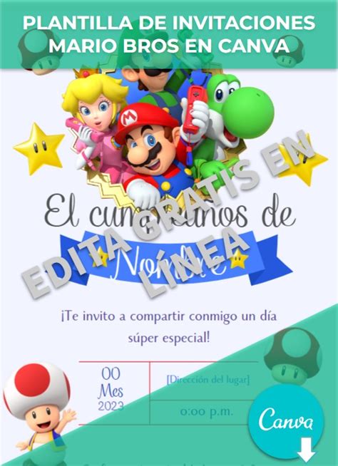 Invitaciones Mario Bros Powerpoint Canva Ejemplos Y Plantillas