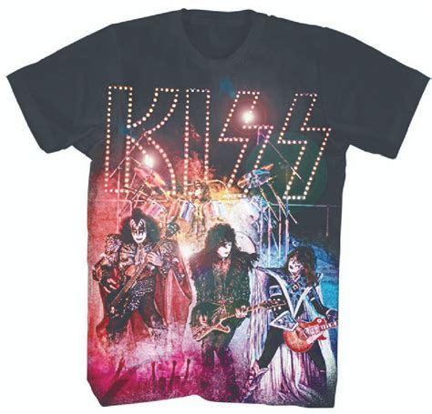 Kiss Live On Stage Band Members Photograph Mens T Shirt Rocker Rags