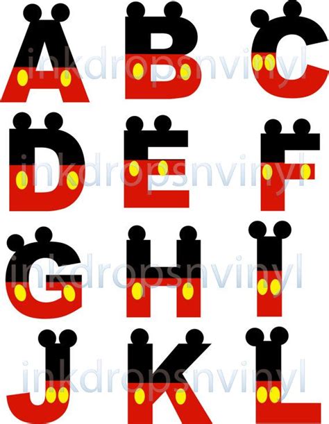 Digital Mickey Mouse Inspired Letters And By Inkdropsnvinyl 500