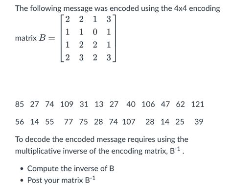 Solved The Following Message Was Encoded Using The 44 Chegg