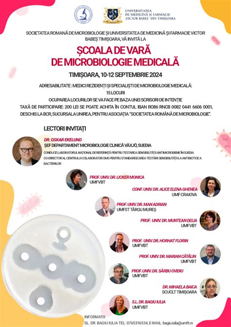 Scoala De Vara De Microbiologie Medicala Societatea Romana De