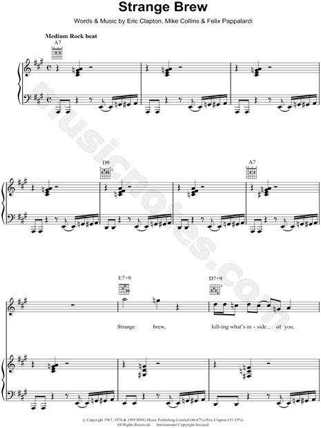 Cream Strange Brew Sheet Music In A Major Download And Print Sku