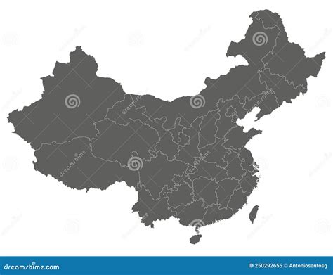 Mapa Vectorial En Blanco De China Con Provincias Regiones Y Divisiones