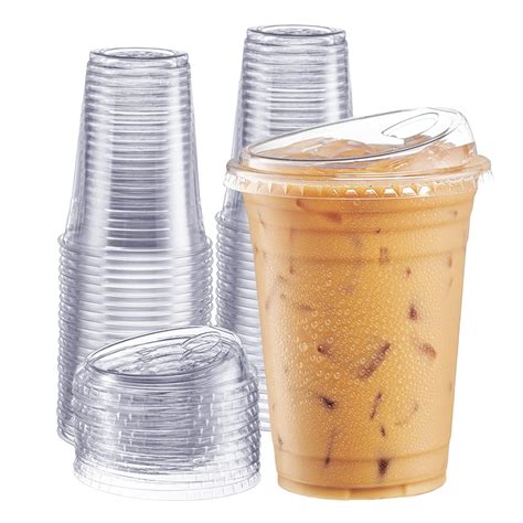 Buy Comfy Package [100 Sets 16 Oz Crystal Clear Plastic Cups With Strawless Sip Lids Online At