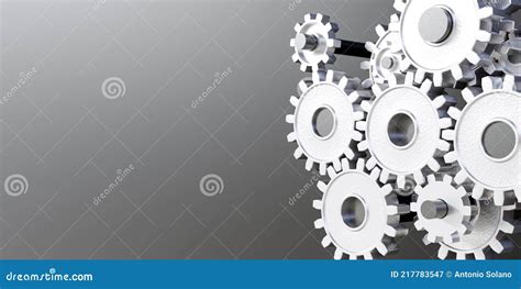 Header With Gears And Cogs At Work Industrial Machinery Stock Image